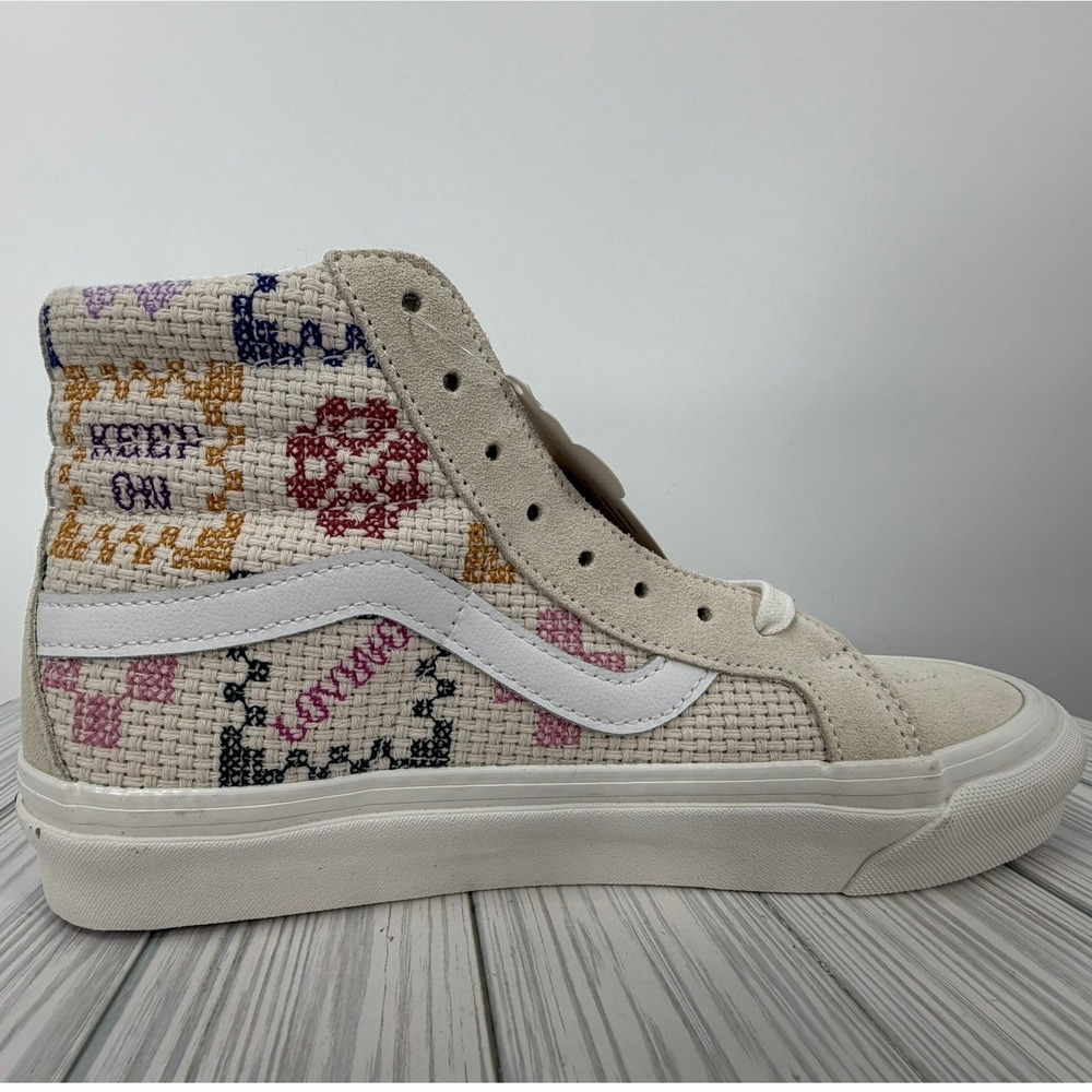 Vans Sk8-Hi 38 Dx Stitched Together‎ Classic Cream Multi Embroidered Sneaker 10W